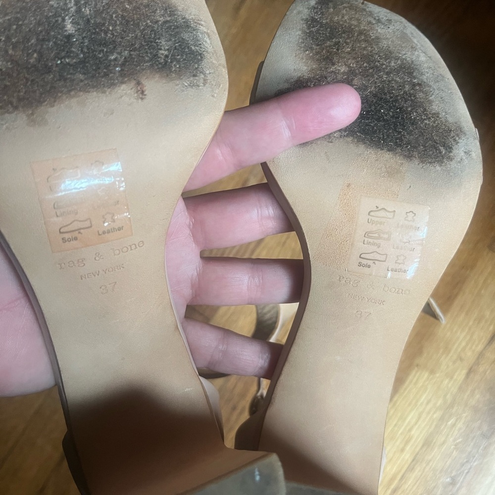 Rag & Bone ELLIS SANDAL Beige Ankle Strap Heels size 37 vguc - Picture 11 of 14
